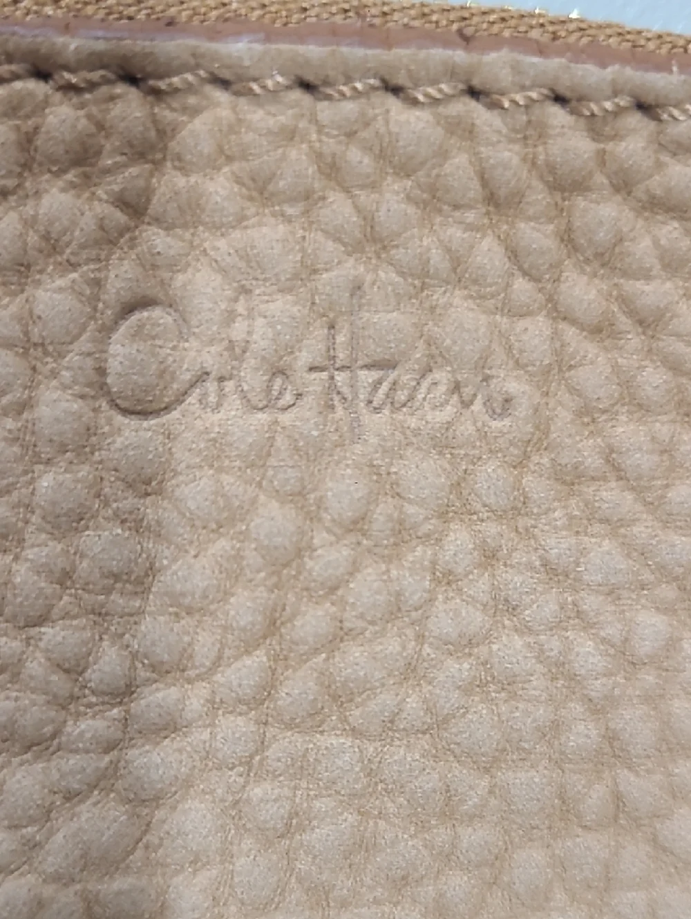 Cole Haan Pebbled Leather Wristlet Clutch in Soft Tan